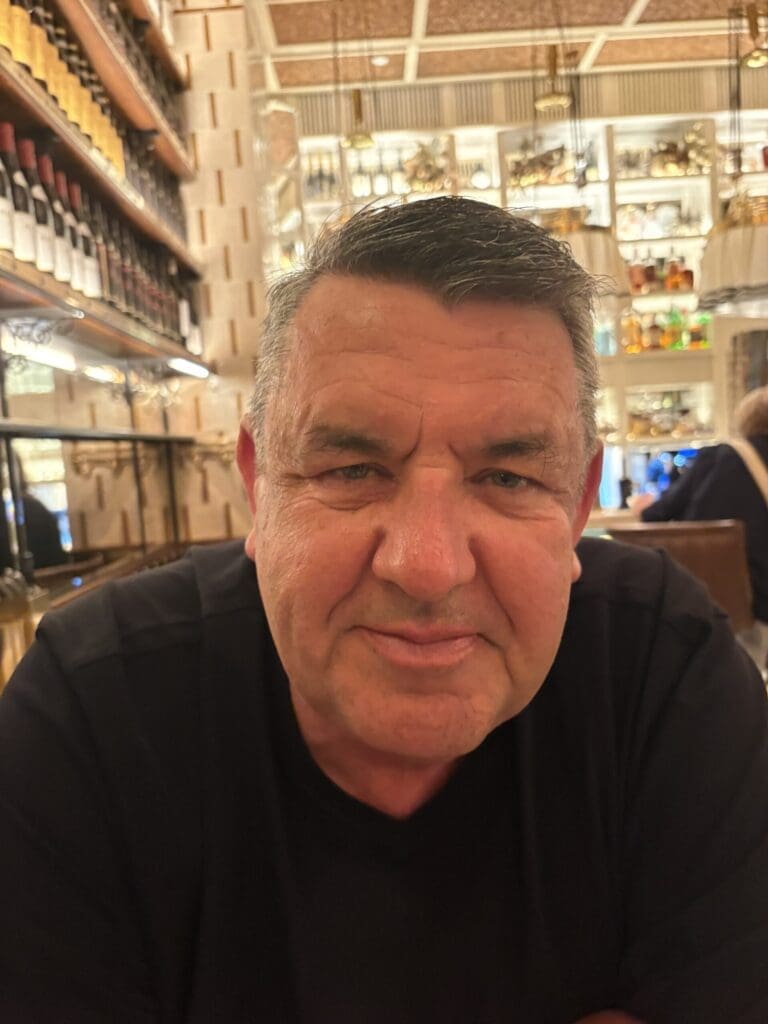 Thriller writer J.B. Turner in Manero Molla restaurant in Alicante, Spain