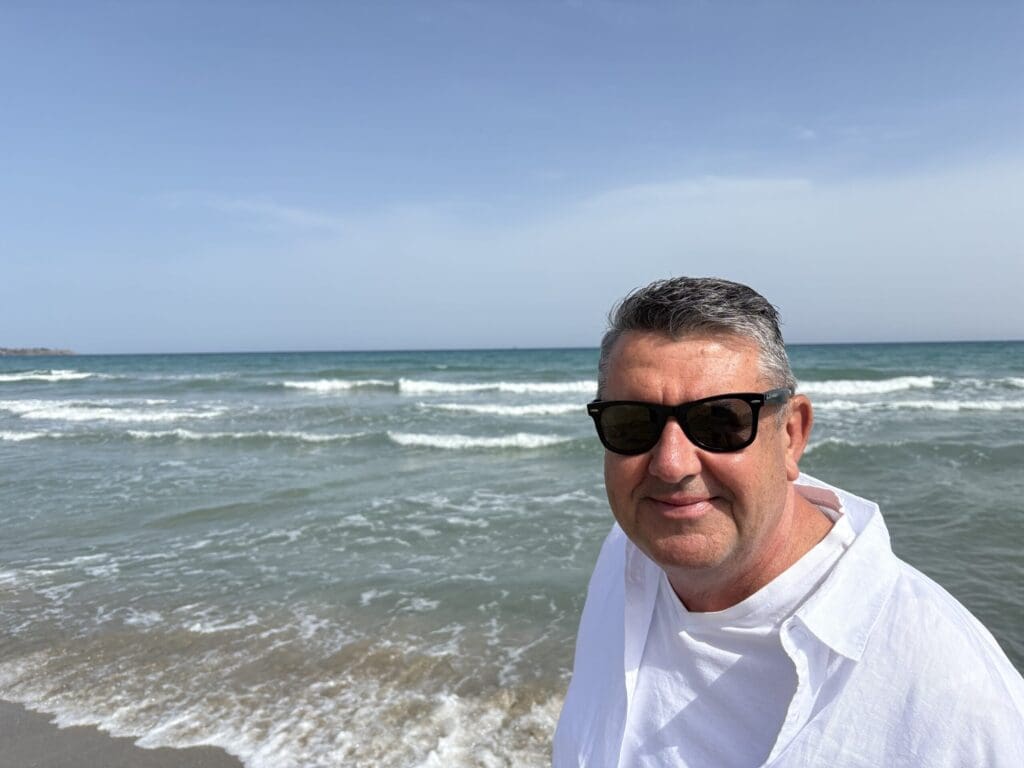 J.B. Turner on Postiguet beach in Alicante, Spain